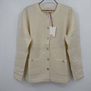Kilte Collection Ivory Jane Jacket 2/M 100% Washable Cashmere Cardigan Sweater